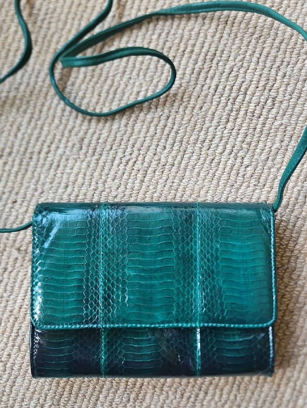 Rare & Lucky Perfect Condition Vintage Green Snakeskin Crossbody Bag